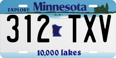 MN license plate 312TXV
