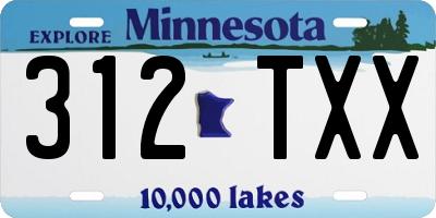 MN license plate 312TXX