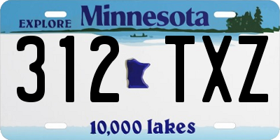 MN license plate 312TXZ