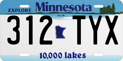 MN license plate 312TYX