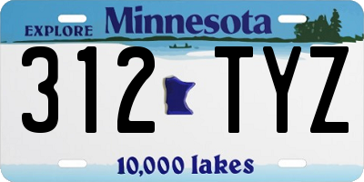 MN license plate 312TYZ