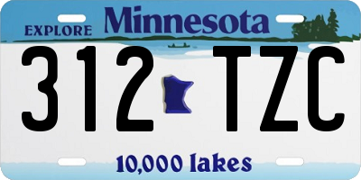 MN license plate 312TZC