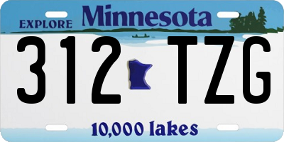 MN license plate 312TZG