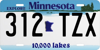 MN license plate 312TZX