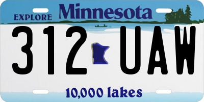 MN license plate 312UAW