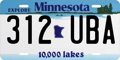 MN license plate 312UBA