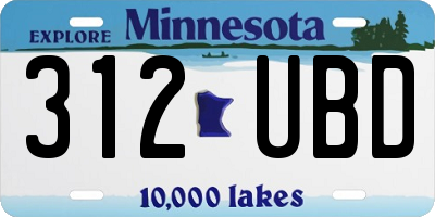 MN license plate 312UBD