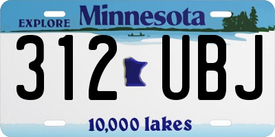 MN license plate 312UBJ