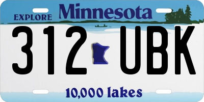MN license plate 312UBK