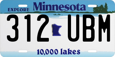 MN license plate 312UBM