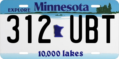 MN license plate 312UBT