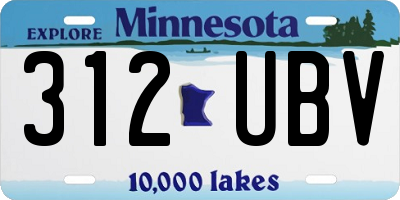 MN license plate 312UBV