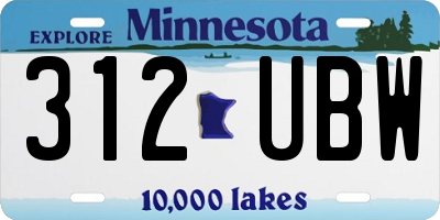 MN license plate 312UBW