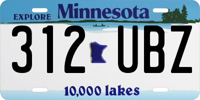 MN license plate 312UBZ