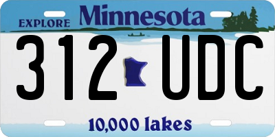 MN license plate 312UDC