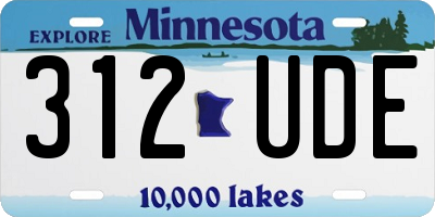 MN license plate 312UDE