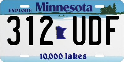 MN license plate 312UDF
