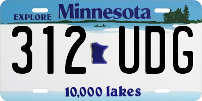 MN license plate 312UDG
