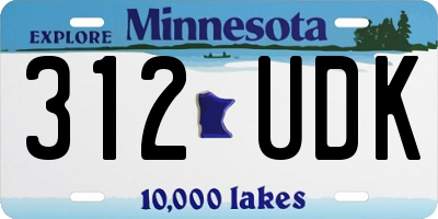 MN license plate 312UDK