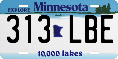 MN license plate 313LBE