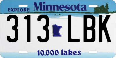 MN license plate 313LBK
