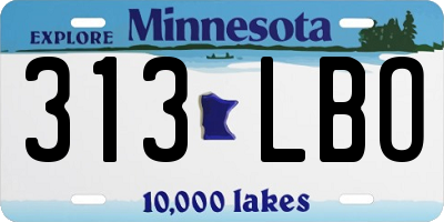 MN license plate 313LBO