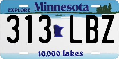 MN license plate 313LBZ