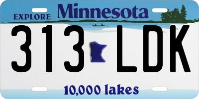 MN license plate 313LDK
