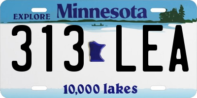 MN license plate 313LEA