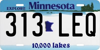 MN license plate 313LEQ