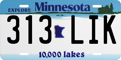 MN license plate 313LIK