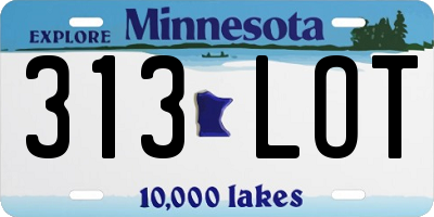 MN license plate 313LOT