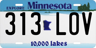 MN license plate 313LOV