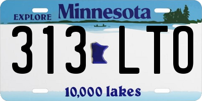 MN license plate 313LTO