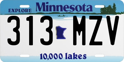 MN license plate 313MZV