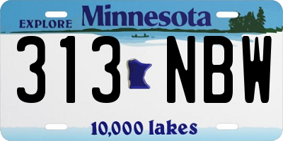 MN license plate 313NBW