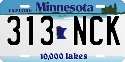MN license plate 313NCK
