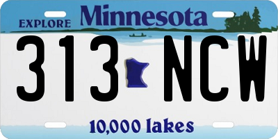 MN license plate 313NCW