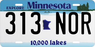 MN license plate 313NOR