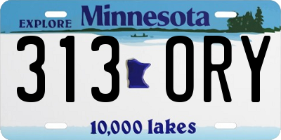 MN license plate 313ORY