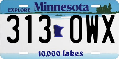 MN license plate 313OWX