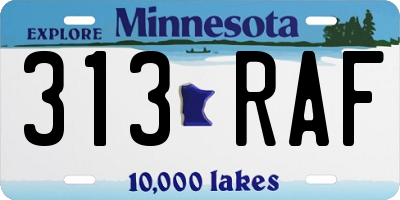 MN license plate 313RAF