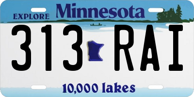 MN license plate 313RAI