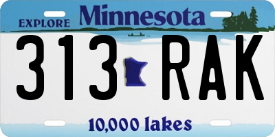 MN license plate 313RAK