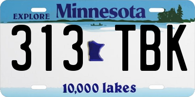 MN license plate 313TBK