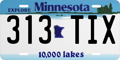 MN license plate 313TIX