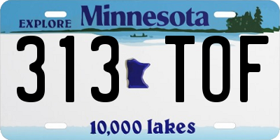 MN license plate 313TOF