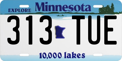 MN license plate 313TUE