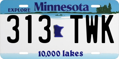 MN license plate 313TWK