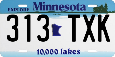 MN license plate 313TXK